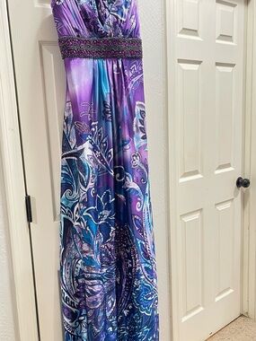 Purple & Blue Paisley Maxi Dress